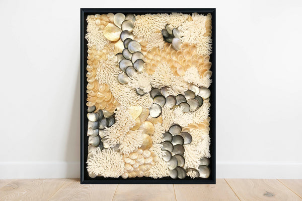Natural Coral With Gold and Silver Abalone Wall Art